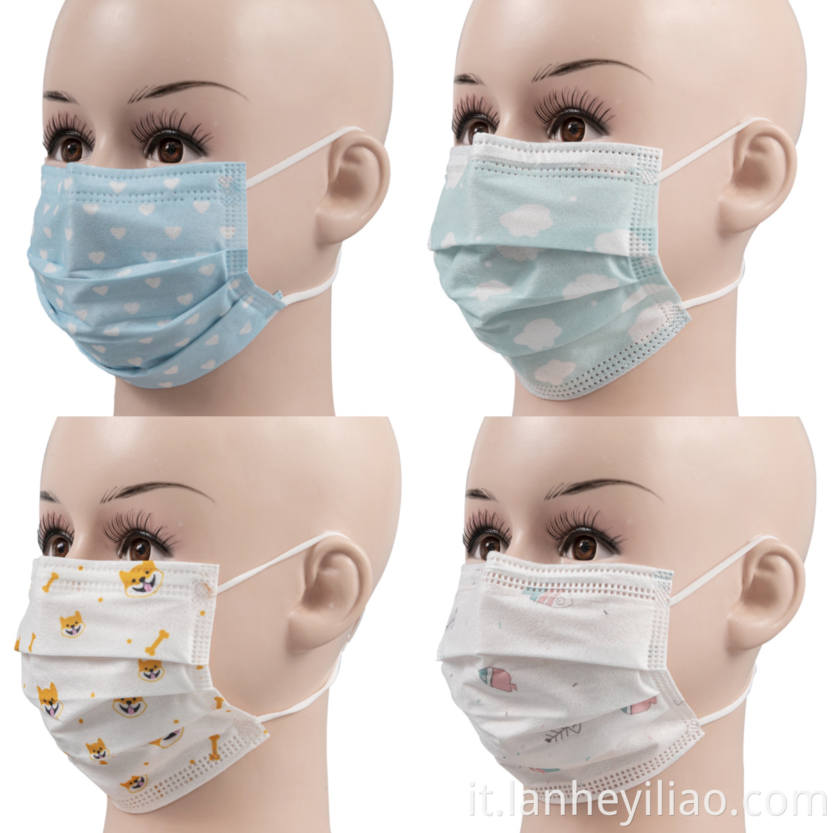 Cartoon face mask kids student 3ply disposable masks